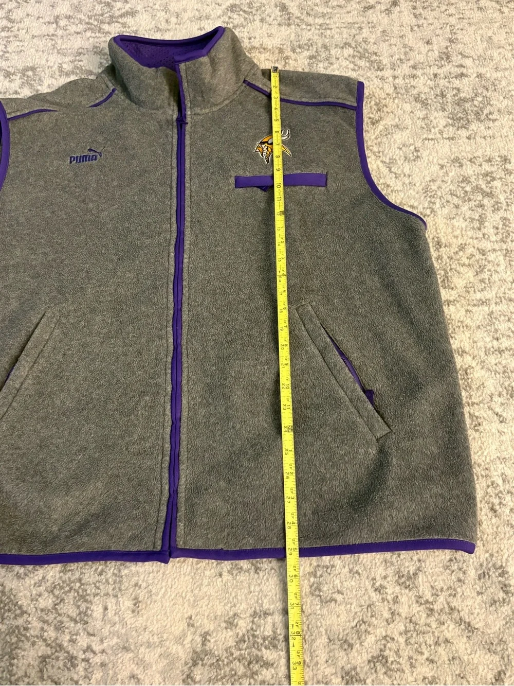 Men’s XL Puma Minnesota Vikings Grey & Purple Full Zip Vest